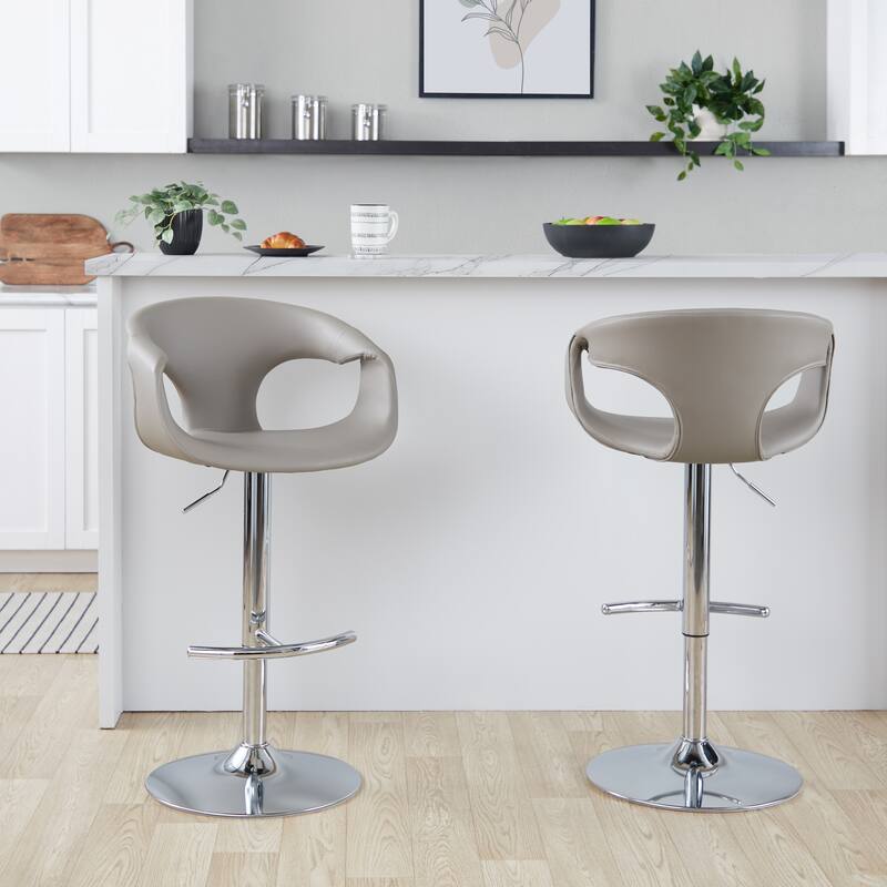 Porch & Den Saurya Adjustable Bar Stool with Rounded T Footrest (Set of 2)