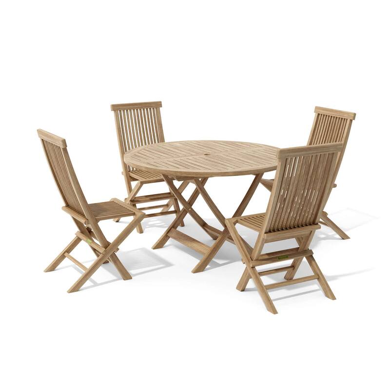 Folding Dining Set 5 Piece Outdoor Patio Furniture Teak Table Chairs