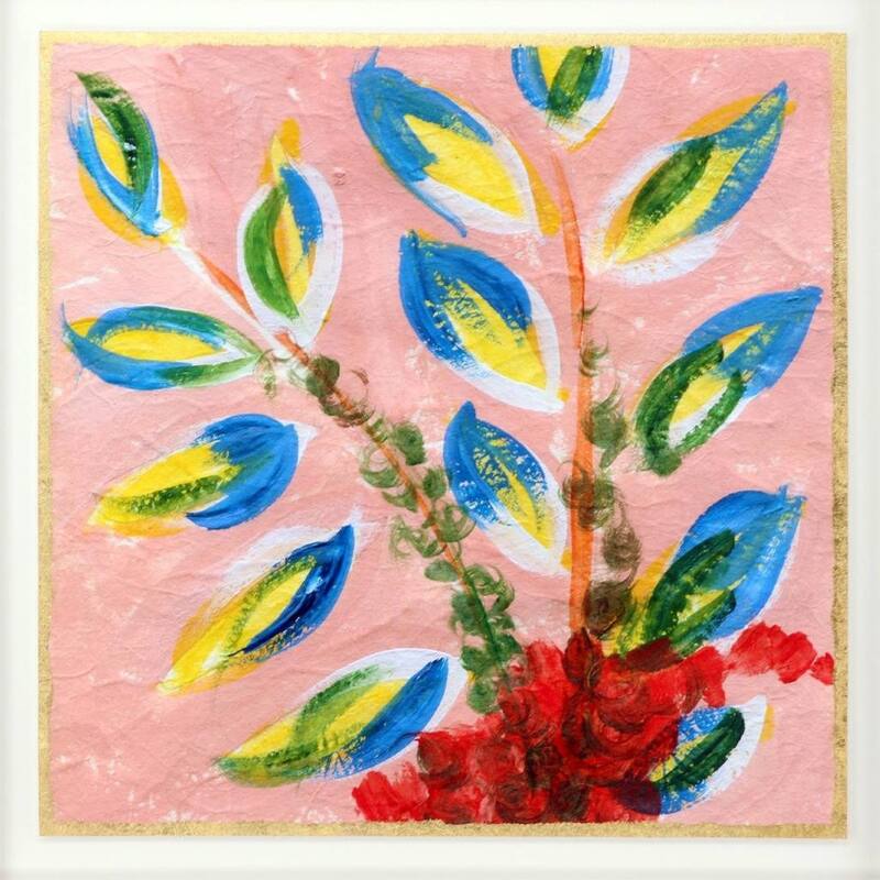 HomeRoots Vibrant Pink And Blue Modern Floral Giclee Silver Framed Wall Art