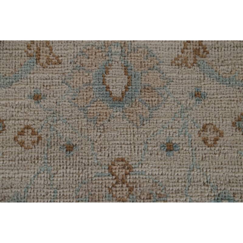 Hand Knotted Oriental 100% Wool Carpet Transitional Geometric Beige & Ivories Oushak Area Rug - 3' 11'' X 3' 0''