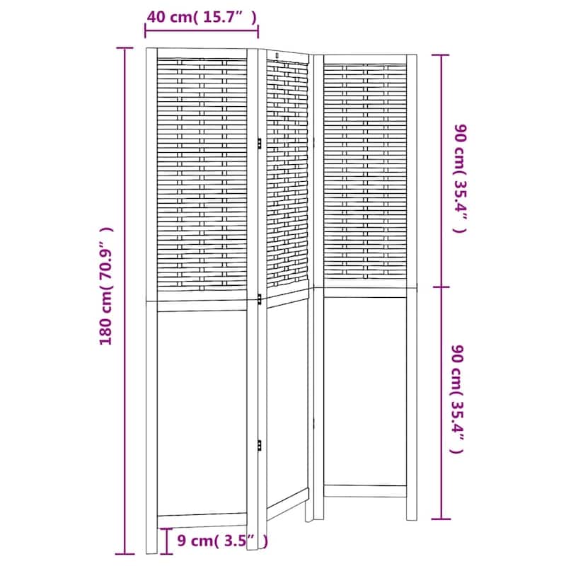 vidaXL Room Divider Privacy Screen Living Room Dark Brown Solid Wood Paulownia
