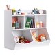 preview thumbnail 10 of 9, White Kid Toy Storage Cubby Organizer with Bookshelf and 5 Compartment Perfect for Nursery and Playroom - 35” × 16” × 30”
