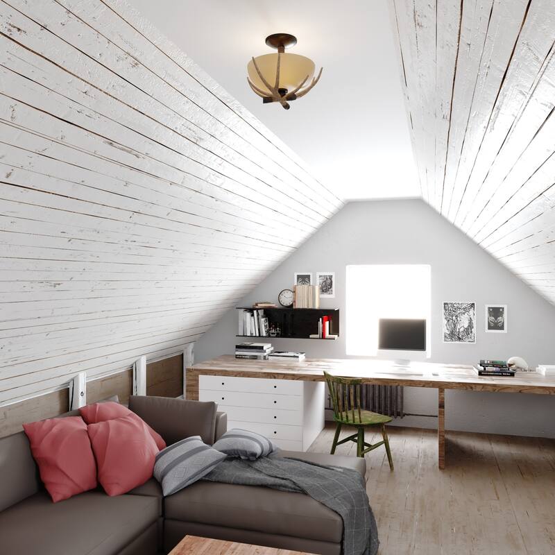 Flush Mount Ceiling Light, Bronze Finish, Cr me Glass Shade, Farmhouse Lighting, 12 Inch Wide - 11