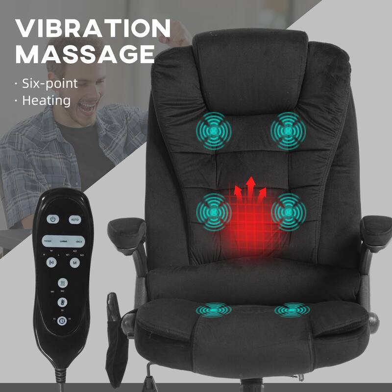 Height Adjustable Massage Office Chair with Lumbar Heating and 6 Vibration Points Swivel Wheels - 25.5"W x 28"D x 43.25"-47.25"H