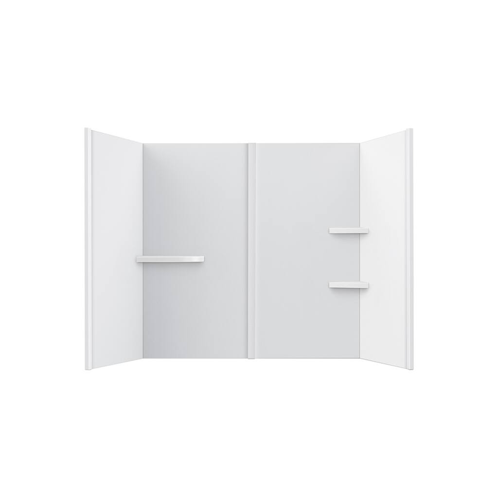 Ella White Matte Cultured Marble 4-Panel Shower Wall Surround