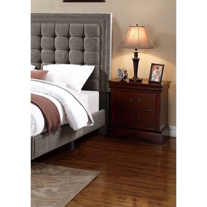 Nightstand 2 x Drawers Bed Side Table Pine wood