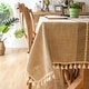 preview thumbnail 16 of 46, Enova Home 54"x 78" High Quality Rectangle Cotton and Linen Tablecloth with Tassels