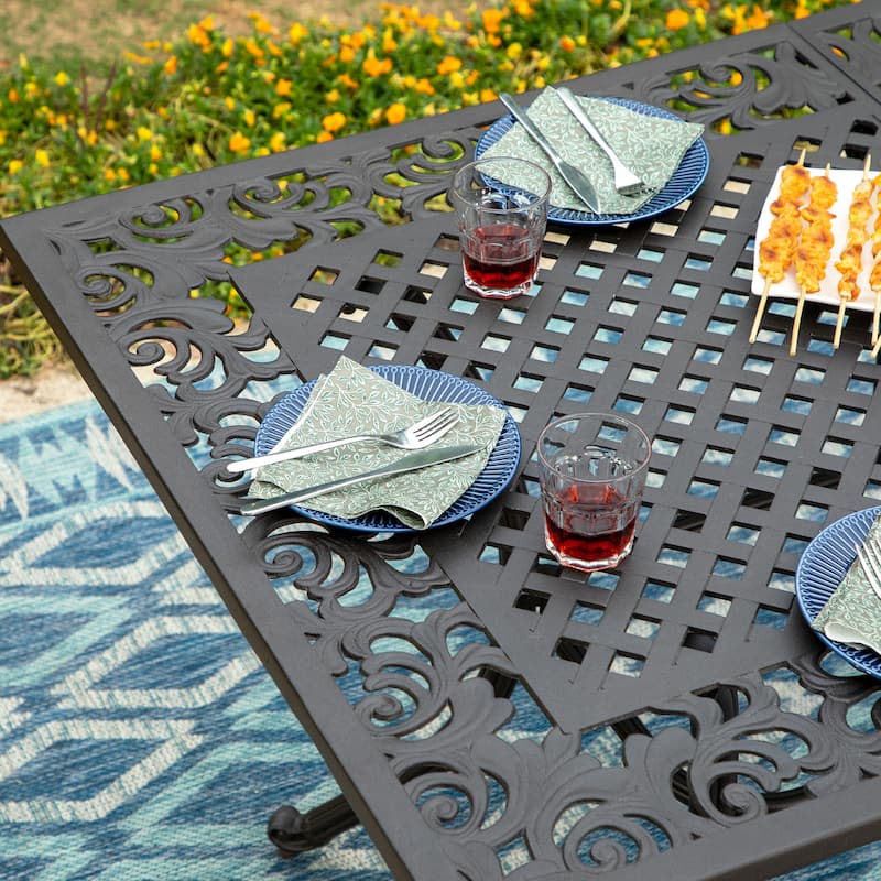 MAISON ARTS Patio Outdoor Cast Aluminium Dining Table with Umbrella Hole