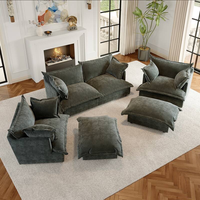 6-Piece Chenille Cloud Modular Living Room Set