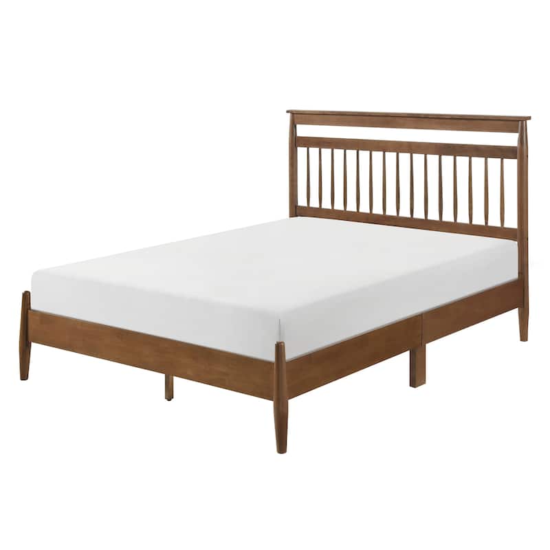 Full Size Chestnut Finish Wood Platform Bed with Transitional Design, Bed in a Box - Chestnut