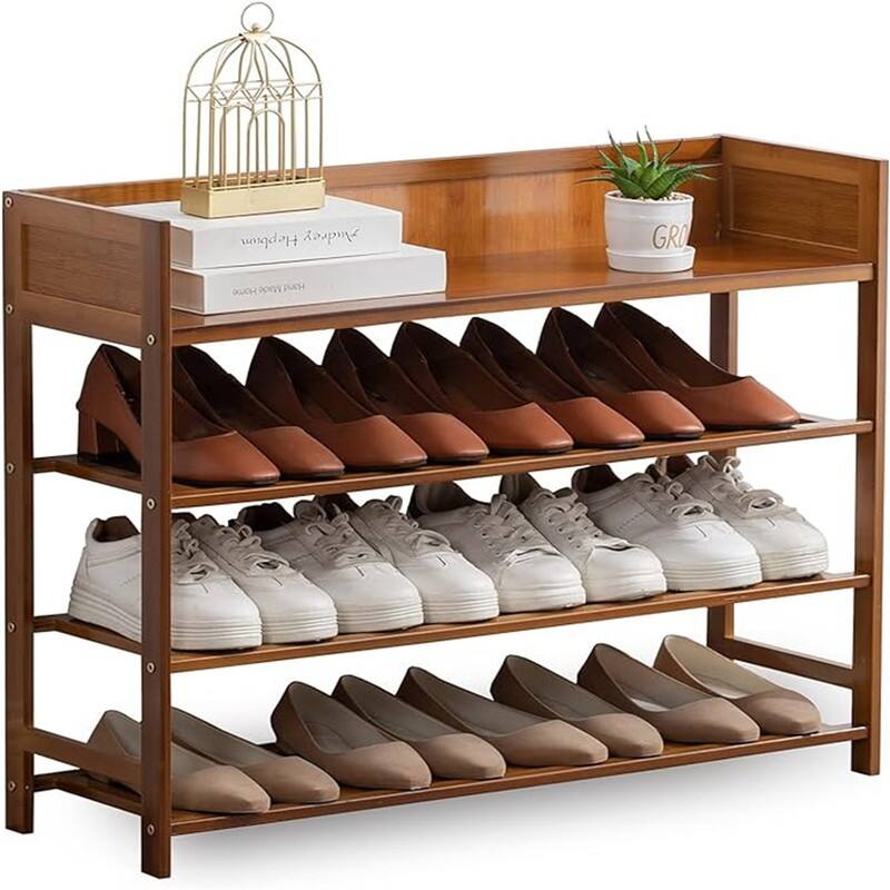 Shoe Bench 3 Tier - 11.02"D x 26.96"W x 18.3"H - Brown