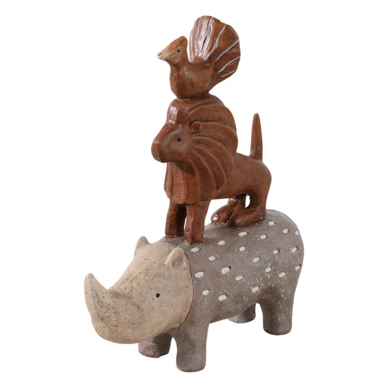 Decorative Stacked Animal Figurines - 8" Multi