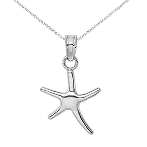 14k White Gold Polished 3-dimensional Starfish Pendant 14k White Gold Polished 3-dimensional Starfish Pendant