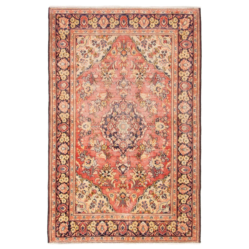 ECARPETGALLERY Hand-knotted Antalya Vintage Red Wool Rug - 4'1 x 6'6