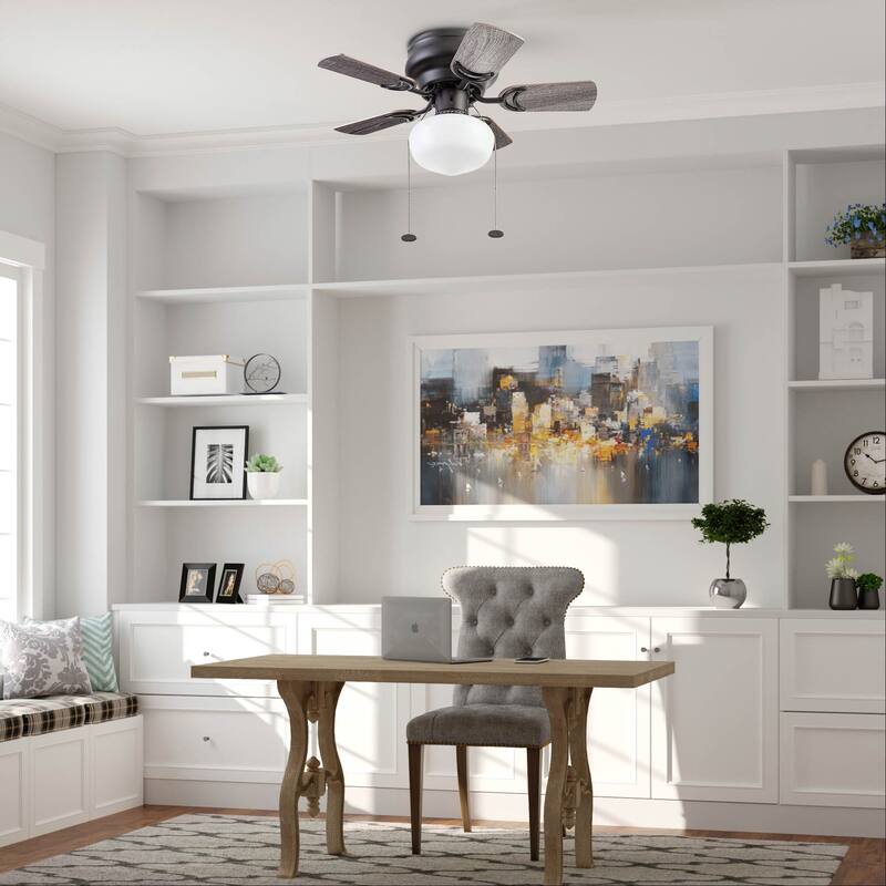 28" Prominence Home Hero Bronze Traditional Flush Mount Indoor LED Ceiling Fan with Light, Pull Chain