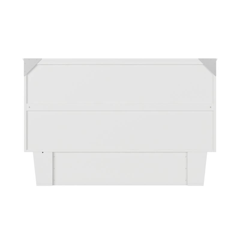 Sydney Queen Murphy Bed Chest with 6" Mattress, Storage Drawer & Built-In Charger in White