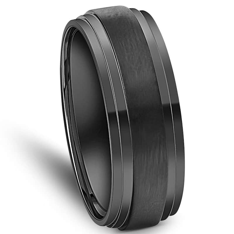 Mens 9mm Titanium Black Comfort fit Brushed Wedding Band