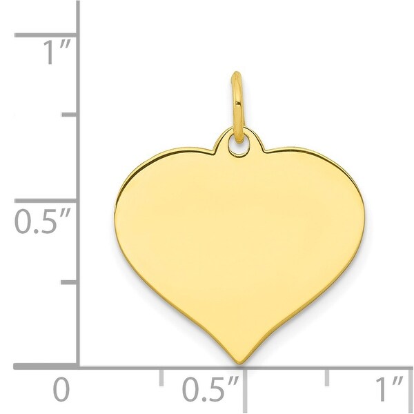 10k Yellow Gold .013 Gauge Heart Shape Disc Polished Charm Pendant 20mmx17mm