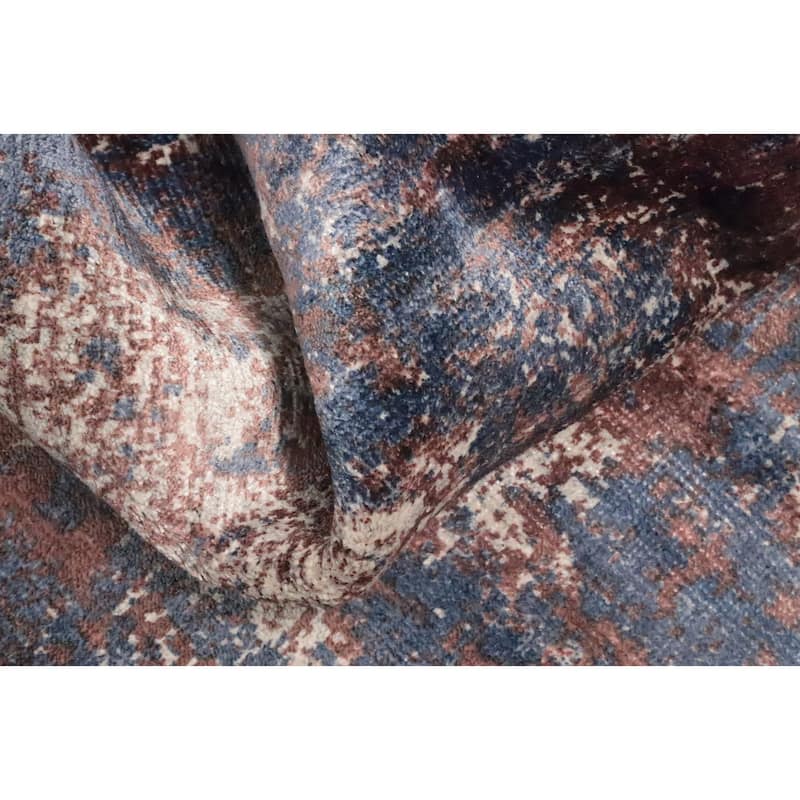 Hand Knotted Oriental Viscose Silk Carpet Modern All-Over Oranges & Rust Abstract Area Rug - 5' 11'' X 3' 11''
