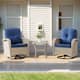 Option Light Beige Wicker Blue Cushion