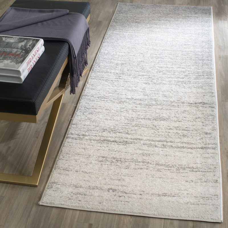 SAFAVIEH Adirondack Vera Modern Ombre Distressed Area Rug - 2'6" x 22' Runner - Ivory/Silver
