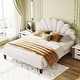 preview thumbnail 12 of 20, Stylish Queen Upholstered Platform Bed with Floral Velvet Headboard, 660 lbs Capacity