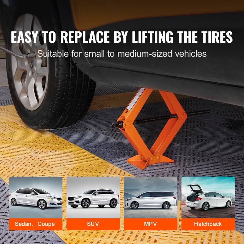 Scissor Jack Portable Tire Jack for Cars Trucks Sedans MPVs - 2.5 Ton 3.7" to 17.1"