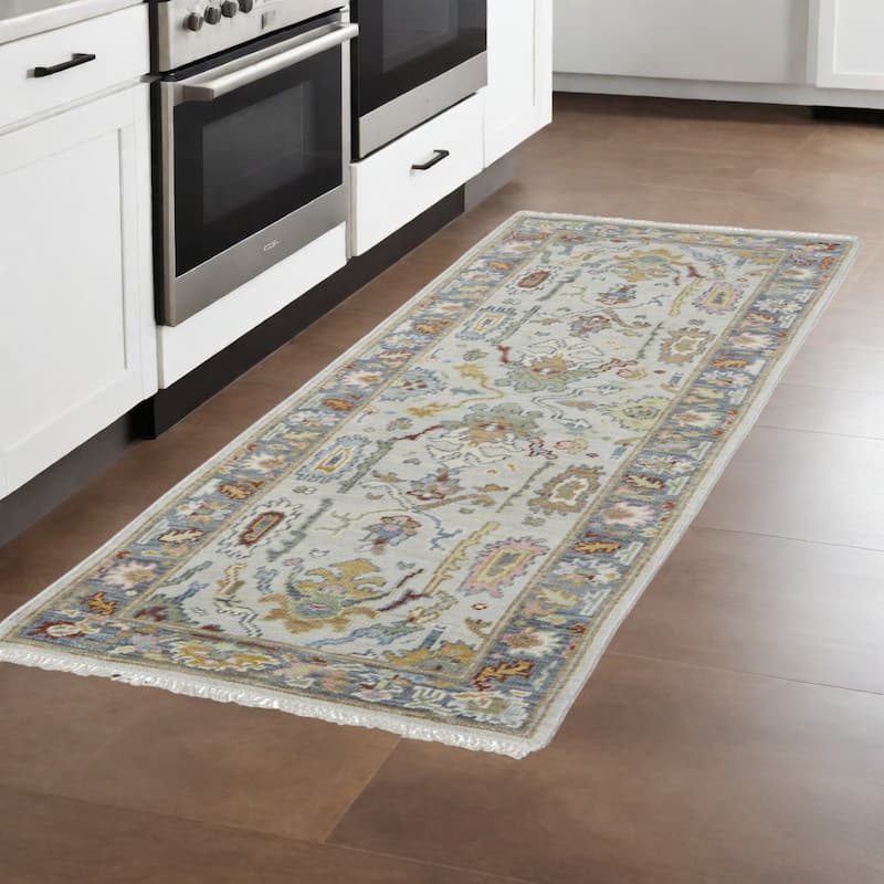 HomeRootsOriental Persian Runner Area Rug - 96' X '30' X '0.2 - Blue/Gold/Gray