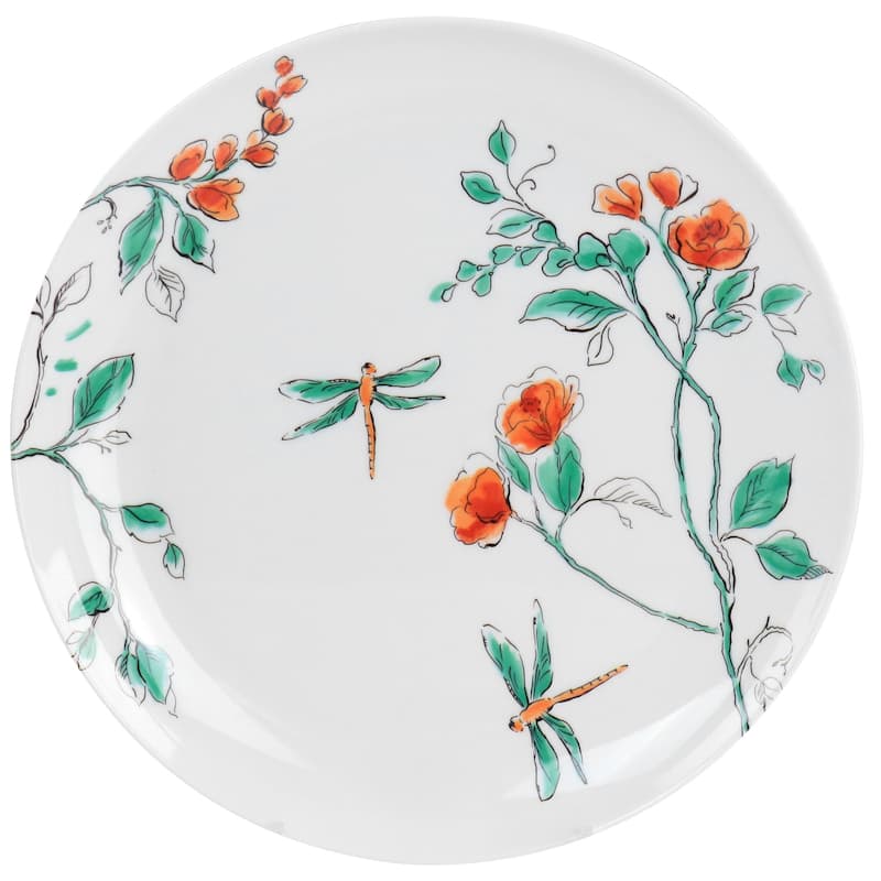 12 Piece Garden Trip Chip-Resistant Melamine Dinnerware Set in White