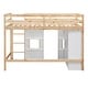 preview thumbnail 36 of 34, Twin Size Loft Bed with Built-in Storage Wardrobe & 2 Windows, Wooden Bed Frame w/Ladder & Safety Guardrail for Boys & Girls