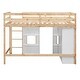 preview thumbnail 19 of 36, Wood Twin Size Loft Bed with Built-In Storage Wardrobe and 2 Windows