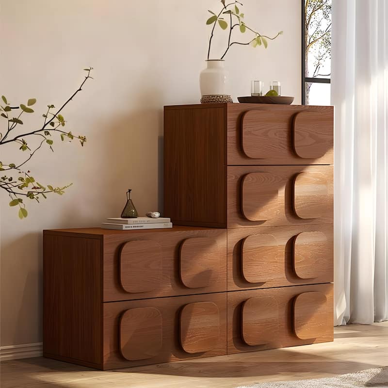 19.69" Media Console, Brown Solid Wood with Vent, Side Table, Night Stands,1 Piece