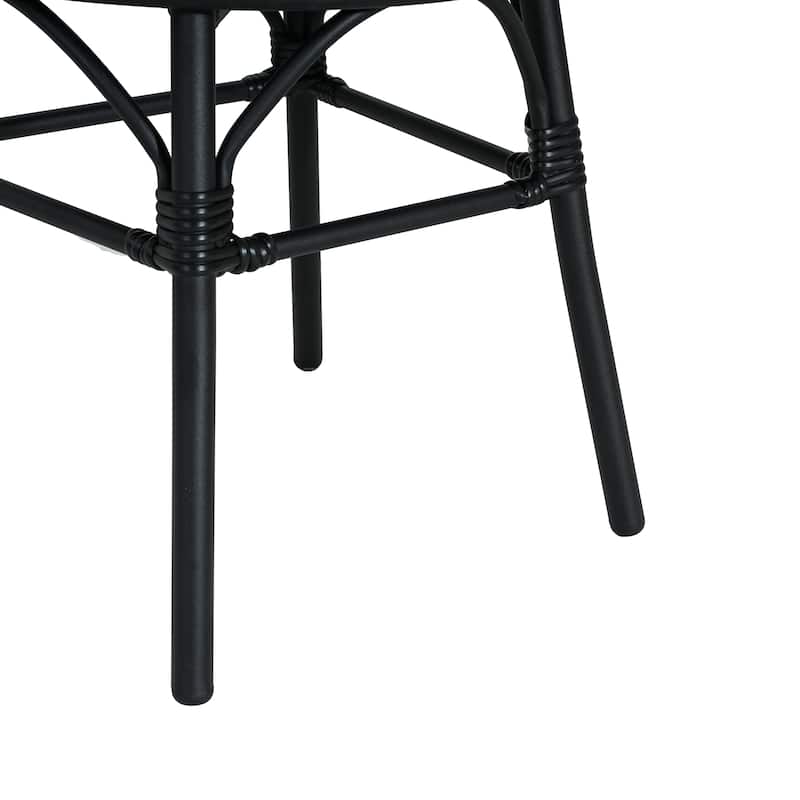 Scott Living Idle Hour Outdoor Black Bistro Chair Metal Frame Woven Wicker
