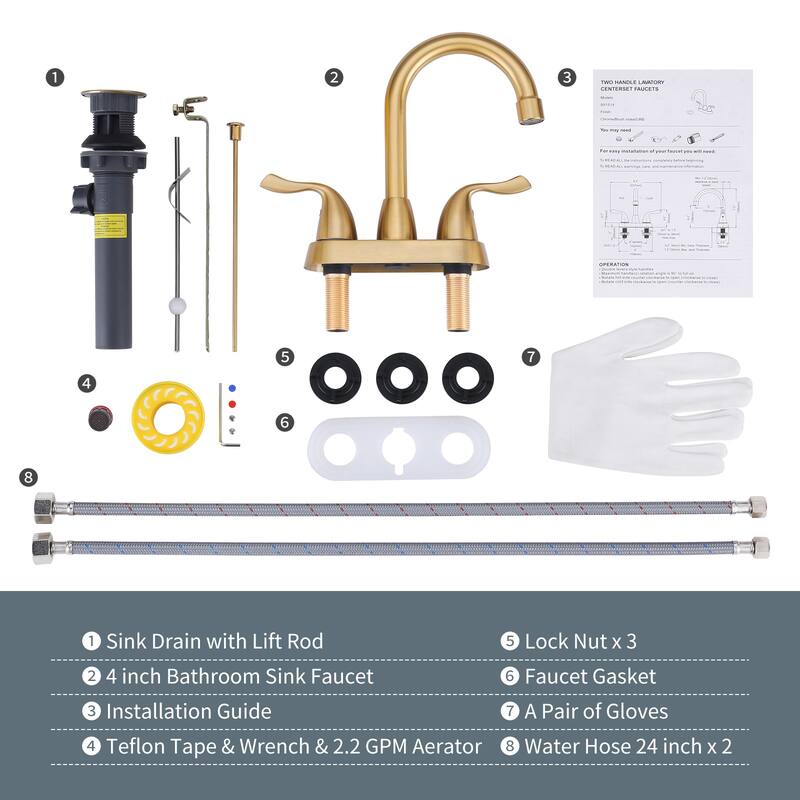 WOWOW 4 Inch Centerset Bathroom Faucet