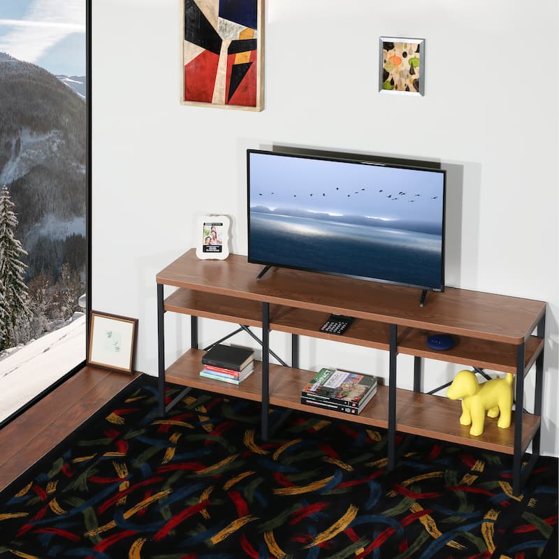Davee Furniture Open Walnut Shelves 4-tier Entertainment TV Stand - 29.53*70.87*13.78 inches - 29.53*70.87*13.78 inches - Walnut