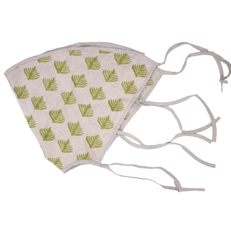 Fabdivine Hand Block Floral Soft Pure Linen Fabric Home Décor Christmas Tree Skrit