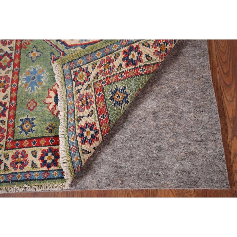 Green Geometric Kazak Oriental Foyer Rug Handmade Wool Carpet - 2'1" x 2'11"
