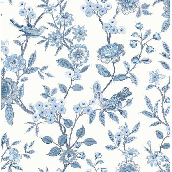 slide 2 of 8, Fine Decor Elspeth Blue Floral Trail Wallpaper