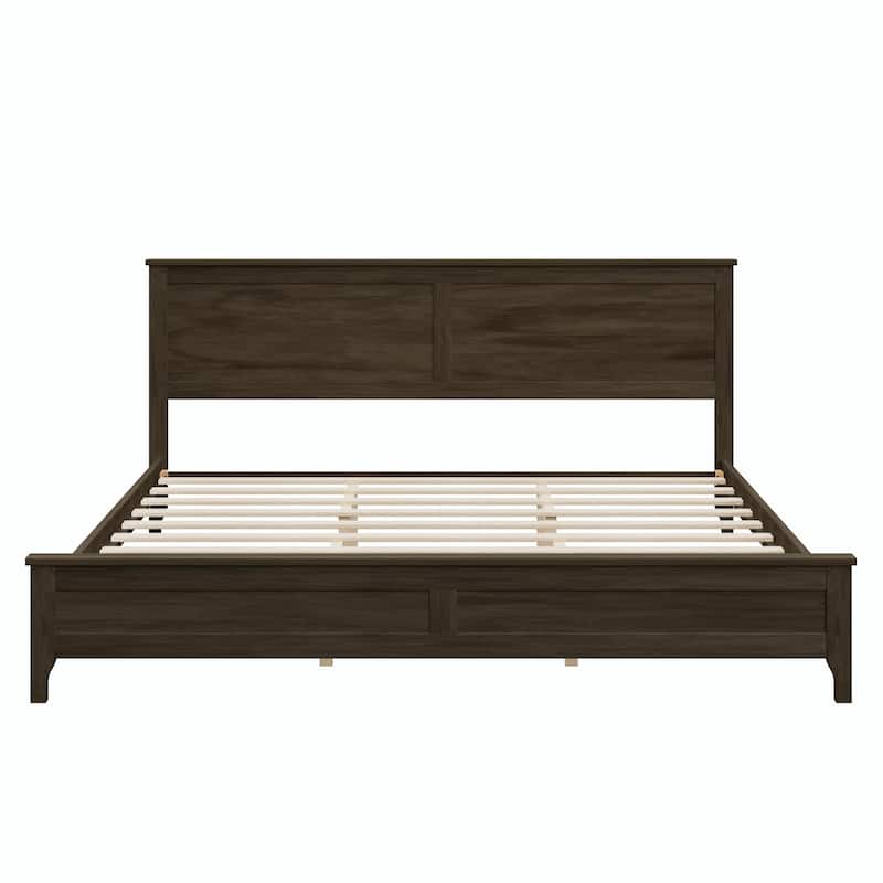 Modern Solid Wood Platform Bed with Sturdy Wooden Slat Support