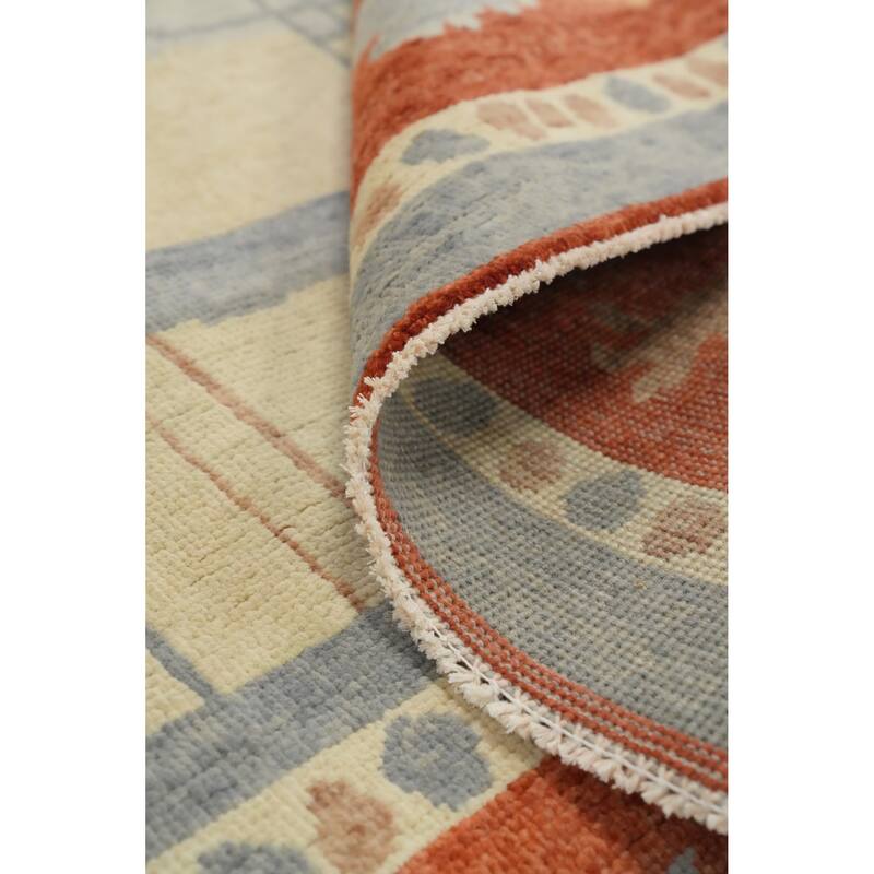 Hand Knotted Oriental 100% Wool Carpet Modern Geometric Beige & Ivories Gabbeh Area Rug - 11' 10'' X 9' 2''