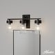 preview thumbnail 1 of 8, Hunter Gatz Ribbed Glass Vanity Wall Light - Bathroom - Glam, Fluted Glass - Damp Rated! 3 Light - Matte Black