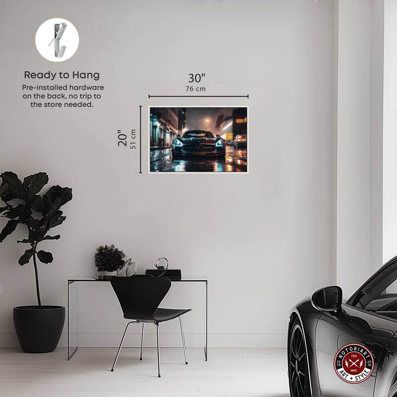 Notoriart Drive Through The Town Framed Car 1 Piece Canvas Wall Art