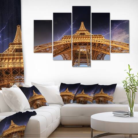 Designart 'Storm above Paris Paris Eiffel Towerin Paris' Cityscape Canvas Print