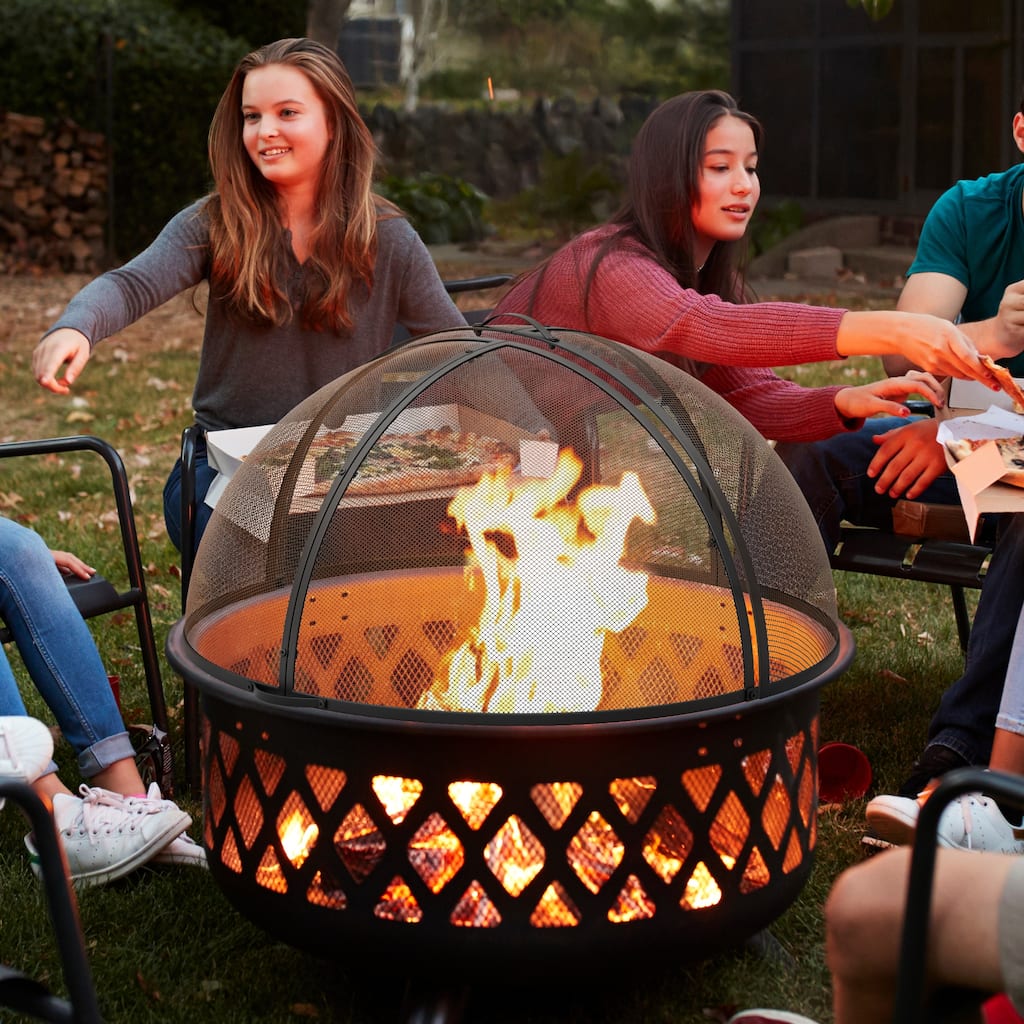 Moasis 36" Easy Access Fire Pit Spark Screen Lid Protector