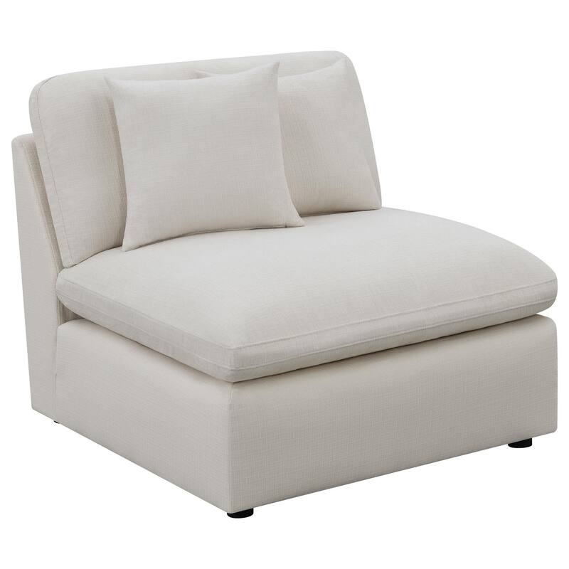 Hobo 6pc Modular Sectional Sofa, Ivory Fabric, 10 Pillows, 120 Inch