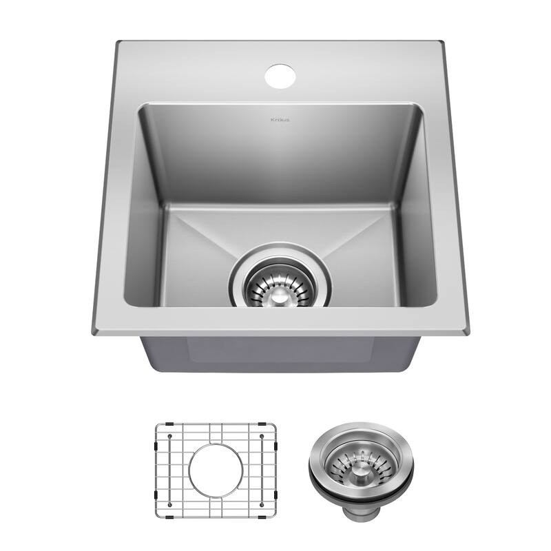 KRAUS Fairlane Drop In Top Mount 18 Gauge Stainless Steel Kitchen Sink