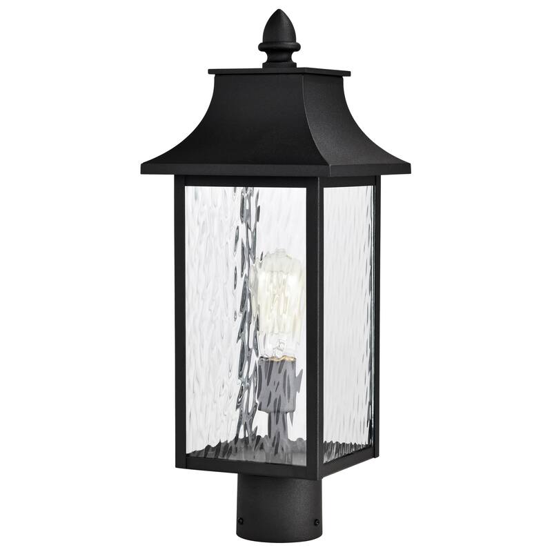 Austen Outdoor Post Light Pole Lantern 1 Light Matte Black Clear Water Glass
