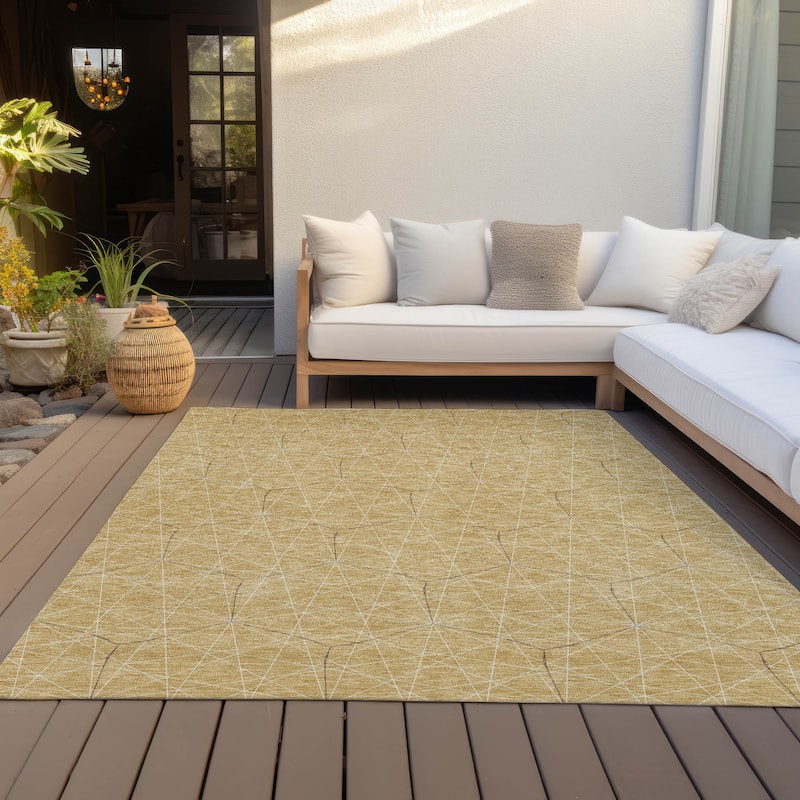 Machine Washable Indoor/ Outdoor Mosaic Geo Chantille Rug