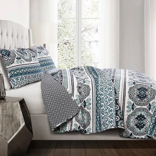 The Curated Nomad La Boheme Boho Stripe 3piece Quilt Set Bed Bath