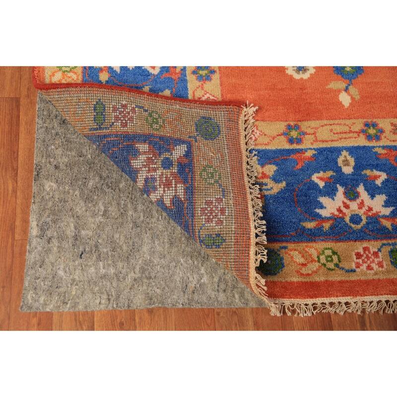 Floral Heriz Serapi Indian Area Rug Hand-Knotted Wool Carpet - 7'11"x 9'11"
